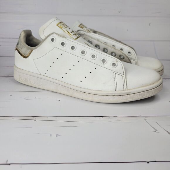 Adidas Stan Smith white marble gold metallic womens 8.5 - Picture 1 of 9
